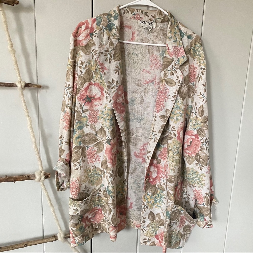 Vintage Cream & Pink Floral Blazer Size 20
